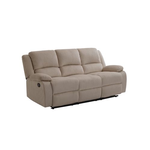 Relaxxo - Canapé De Relaxation Manuel 3 Places Leo En Velours Côtelé - Taupe