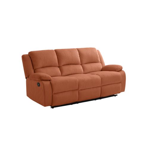 Relaxxo - Canapé De Relaxation Manuel 3 Places Leo En Velours Côtelé - Terracotta