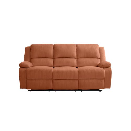Relaxxo - Canapé De Relaxation Manuel 3 Places Leo En Velours Côtelé - Terracotta