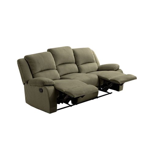 Relaxxo - Canapé De Relaxation Manuel 3 Places Leo En Velours Côtelé - Vert