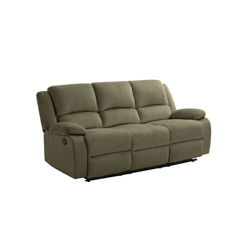 Relaxxo - Canapé De Relaxation Manuel 3 Places Leo En Velours Côtelé - Vert