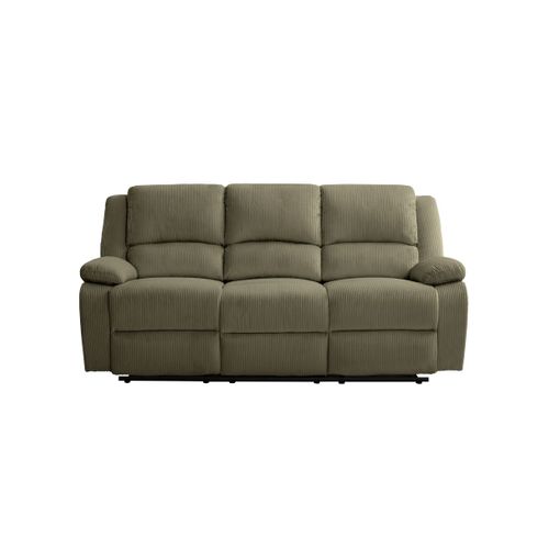 Relaxxo - Canapé De Relaxation Manuel 3 Places Leo En Velours Côtelé - Vert