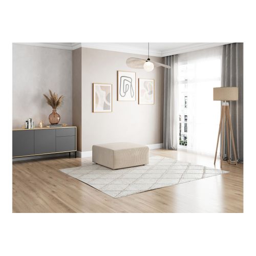 Pouf Romane En Velours Côtelé - Beige