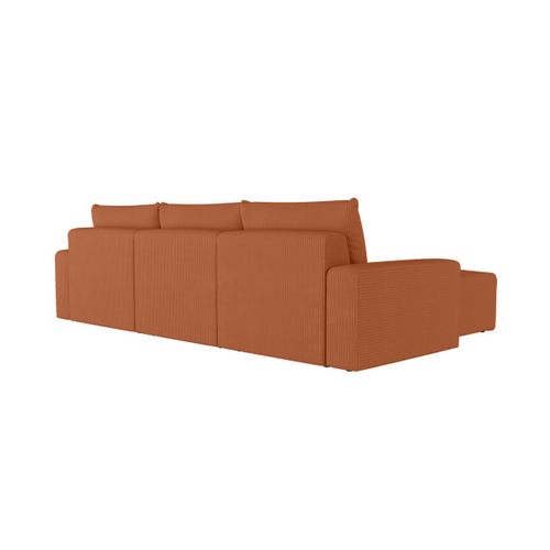 Canapé D'angle Réversible 4 Places Romane En Velours Côtelé - Terracotta