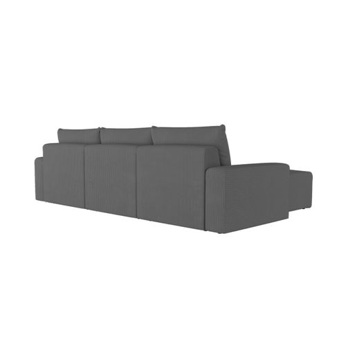 Canapé D'angle Réversible 4 Places Romane En Velours Côtelé - Gris