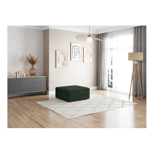 Pouf Romane En Velours Côtelé - Vert Foncé