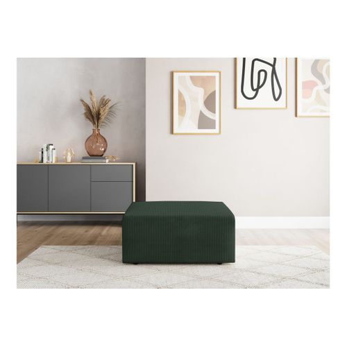 Pouf Romane En Velours Côtelé - Vert Foncé