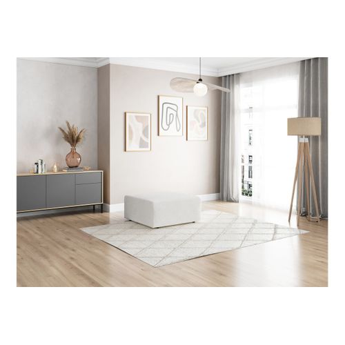 Pouf Romane En Tissu Bouclette - Blanc