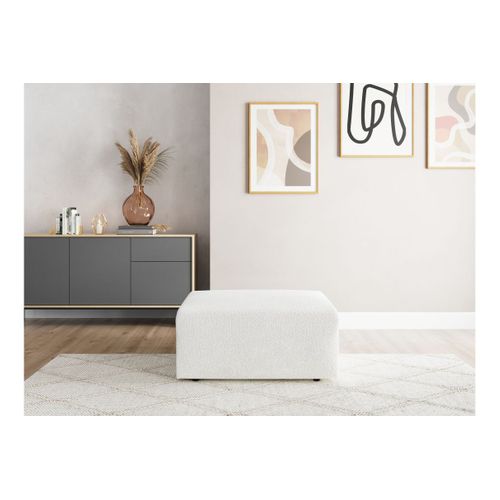 Pouf Romane En Tissu Bouclette - Blanc