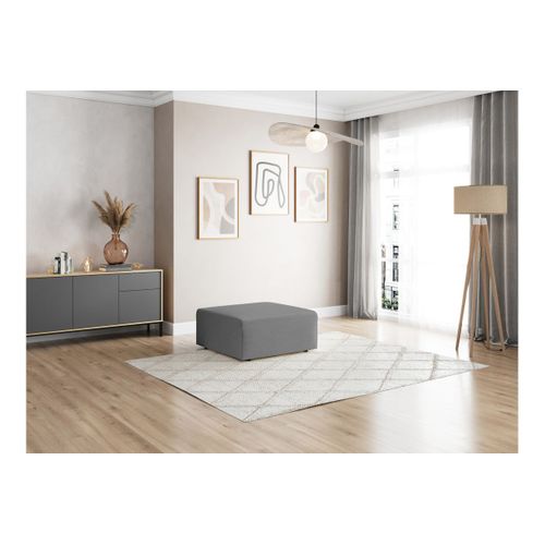 Pouf Romane En Tissu Easy Clean Antitache - Gris