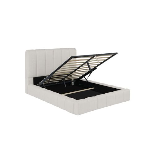 Cadre De Lit Bulle Rembourré Avec Coffre En Tissu Blanc Cassé - Couchage 160x200cm