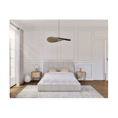 Cadre De Lit Bulle Rembourré Avec Coffre En Tissu Blanc Cassé - Couchage 160x200cm