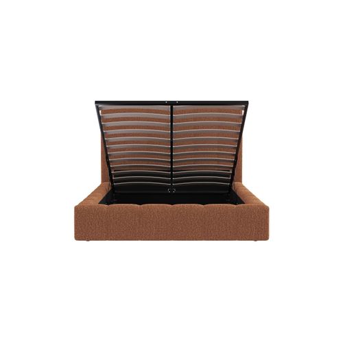 Cadre De Lit Bulle Rembourré Avec Coffre En Tissu Bouclette Terracotta - Couchage 140x190cm