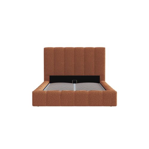 Cadre De Lit Bulle Rembourré Avec Coffre En Tissu Bouclette Terracotta - Couchage 140x190cm