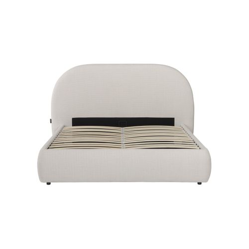 Cadre De Lit Rolly Avec Coffre En Tissu Blanc Cassé - Couchage 180x200cm