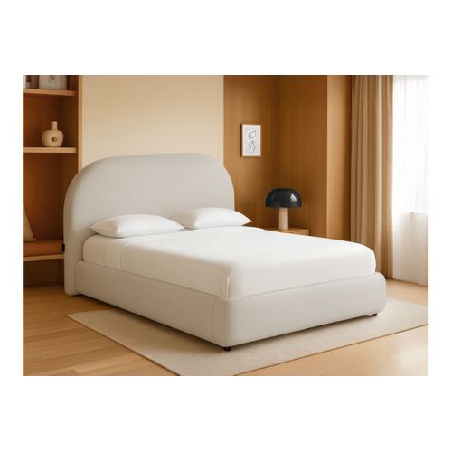 Cadre De Lit Rolly Avec Coffre En Tissu Blanc Cassé - Couchage 180x200cm