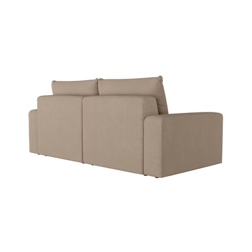 Pack - Canapé Droit Fixe 2 Places Romane Avec Pouf En Velours Côtelé - Taupe