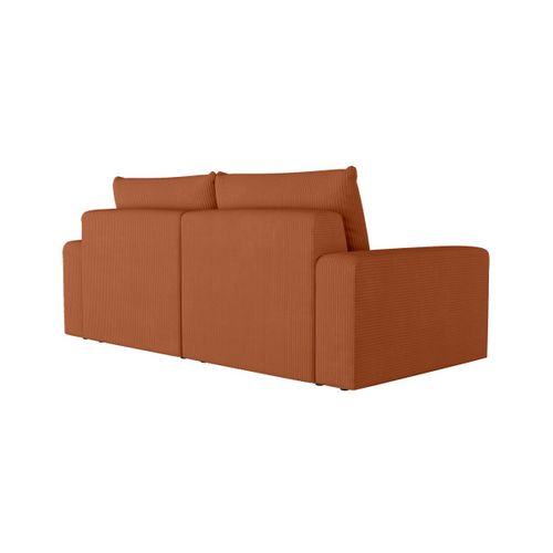 Pack - Canapé Droit Fixe 2 Places Romane Avec Pouf En Velours Côtelé - Terracotta
