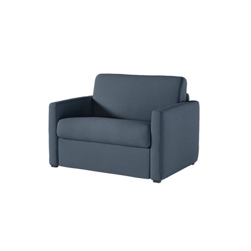 Fauteuil Agathe Convertible Express Couchage Quotidien 70x190cm En Tissu Bleu Foncé - Matelas 13cm