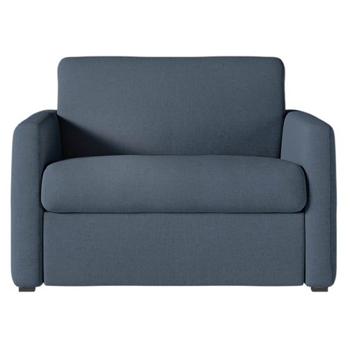 Fauteuil Agathe Convertible Express Couchage Quotidien 70x190cm En Tissu Bleu Foncé - Matelas 13cm