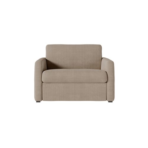 Fauteuil Agathe Convertible Express 70x190cm En Velours Côtelé Taupe - Matelas 13cm