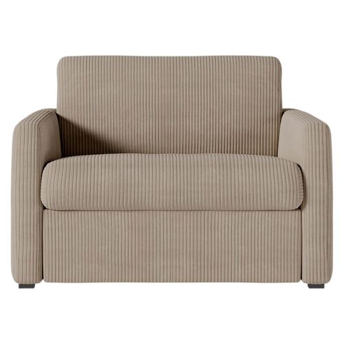 Fauteuil Agathe Convertible Express 70x190cm En Velours Côtelé Taupe - Matelas 13cm