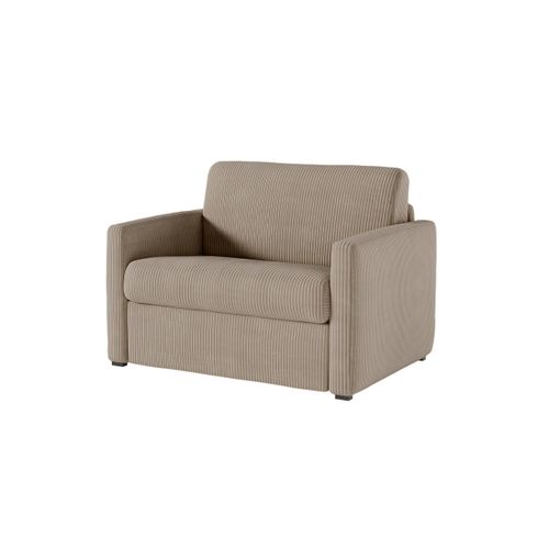 Fauteuil Agathe Convertible Express 70x190cm En Velours Côtelé Taupe - Matelas 13cm
