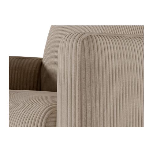 Fauteuil Agathe Convertible Express 70x190cm En Velours Côtelé Taupe - Matelas 13cm