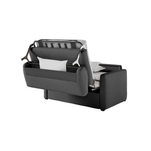 Fauteuil Agathe Convertible Express Couchage Quotidien 100x190cm En Tissu Gris Foncé - Matelas 13cm