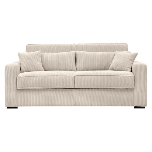 Canapé Convertible Express 3 Places Esio Couchage Quotidien 140x190cm En Velours Côtelé - Beige