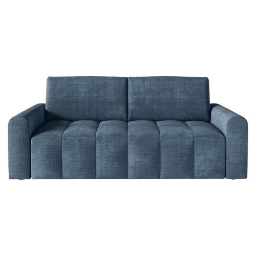Canapé Silvio Convertible Express 3 Places Couchage 140x190cm Matelas 13cm Tissu Chenille Bleu Foncé
