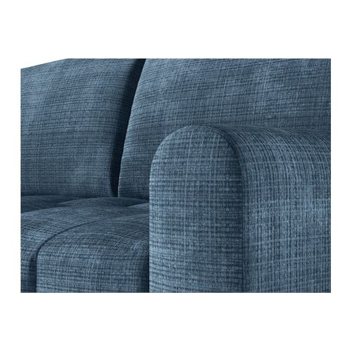 Canapé Silvio Convertible Express 3 Places Couchage 140x190cm Matelas 13cm Tissu Chenille Bleu Foncé