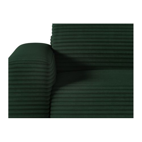 Canapé Paco Convertible 3 Places Couchage Quotidien 140x190cm Matelas 13cm Velours Côtelé Vert Foncé