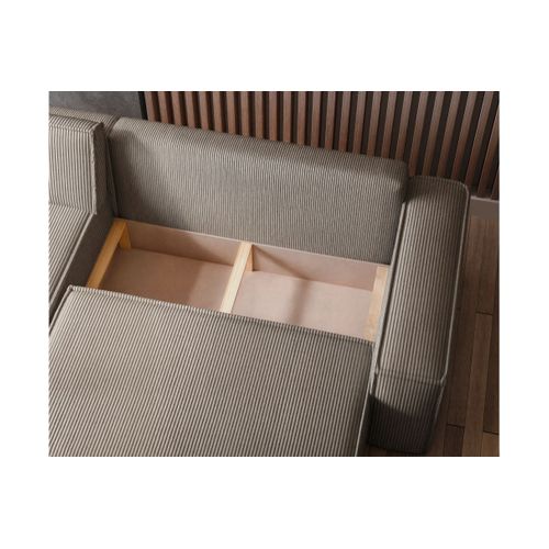 Canapé D'angle Farah Convertible Et Réversible 4 Places En Velours Cotelé - Taupe