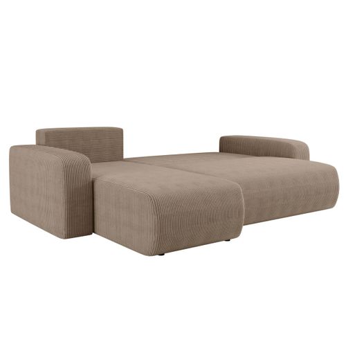 Canapé D'angle Alya Convertible Et Réversible 4 Places En Velours Cotelé - Taupe