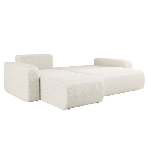 Canapé D'angle Alya Convertible Et Réversible 4 Places En Tissu Bouclette - Blanc
