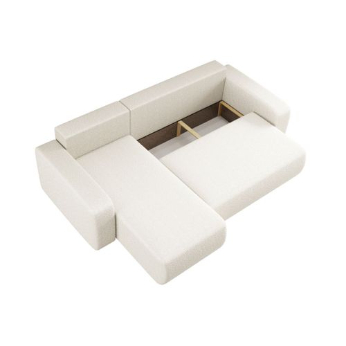 Canapé D'angle Alya Convertible Et Réversible 4 Places En Tissu Bouclette - Blanc