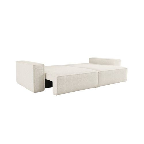 Canapé Droit 3 Places Farah Convertible En Tissu Bouclette - Blanc