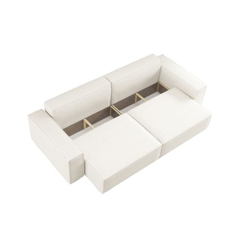 Canapé Droit 3 Places Farah Convertible En Tissu Bouclette - Blanc