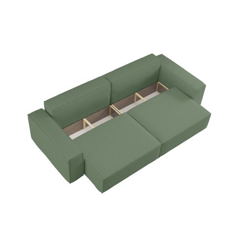 Canapé Droit 3 Places Farah Convertible En Tissu Bouclette - Vert