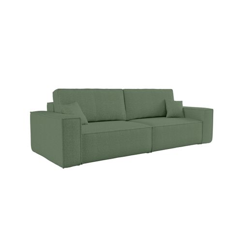 Canapé Droit 3 Places Farah Convertible En Tissu Bouclette - Vert