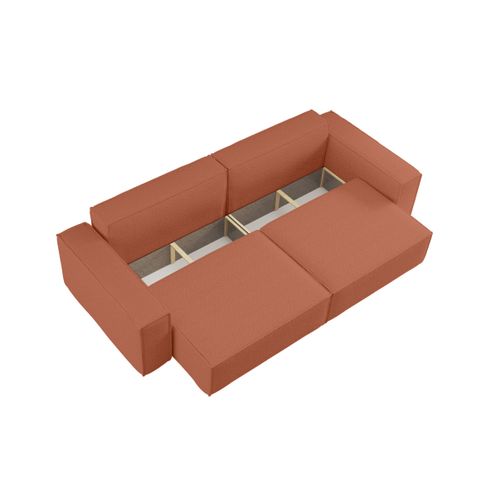 Canapé Droit 3 Places Farah Convertible En Tissu Bouclette - Terracotta