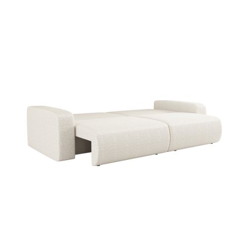 Canapé Droit 3 Places Alya Convertible En Tissu Bouclette - Blanc
