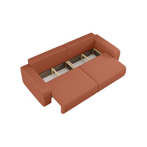 Canapé Droit 3 Places Alya Convertible En Tissu Bouclette - Terracotta