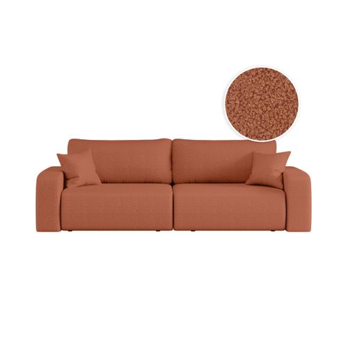 Canapé Droit 3 Places Alya Convertible En Tissu Bouclette - Terracotta