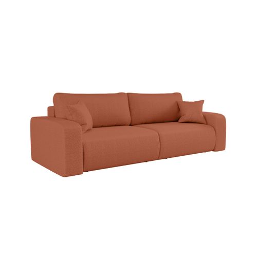 Canapé Droit 3 Places Alya Convertible En Tissu Bouclette - Terracotta