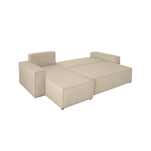 Canapé Farah D'angle Réversible Et Convertible 4 Places En Tissu Bouclette - Beige