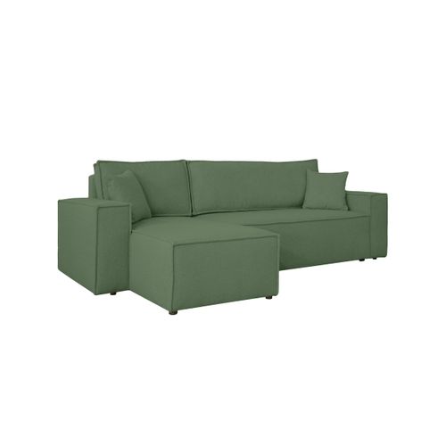 Canapé Farah D'angle Réversible Et Convertible 4 Places En Tissu Bouclette - Vert