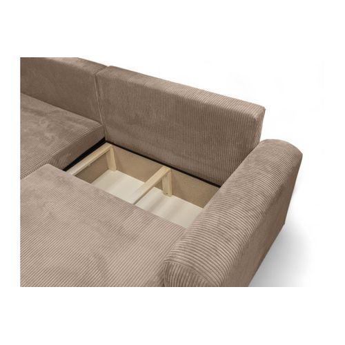 Canapé Alya D'angle Compacte Réversible Et Convertible 4 Places En Velours Côtelé - Taupe