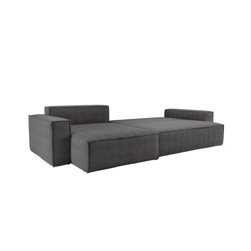 Canapé Farah D'angle Max Réversible Et Convertible 5 Places En Velours Côtelé - Gris